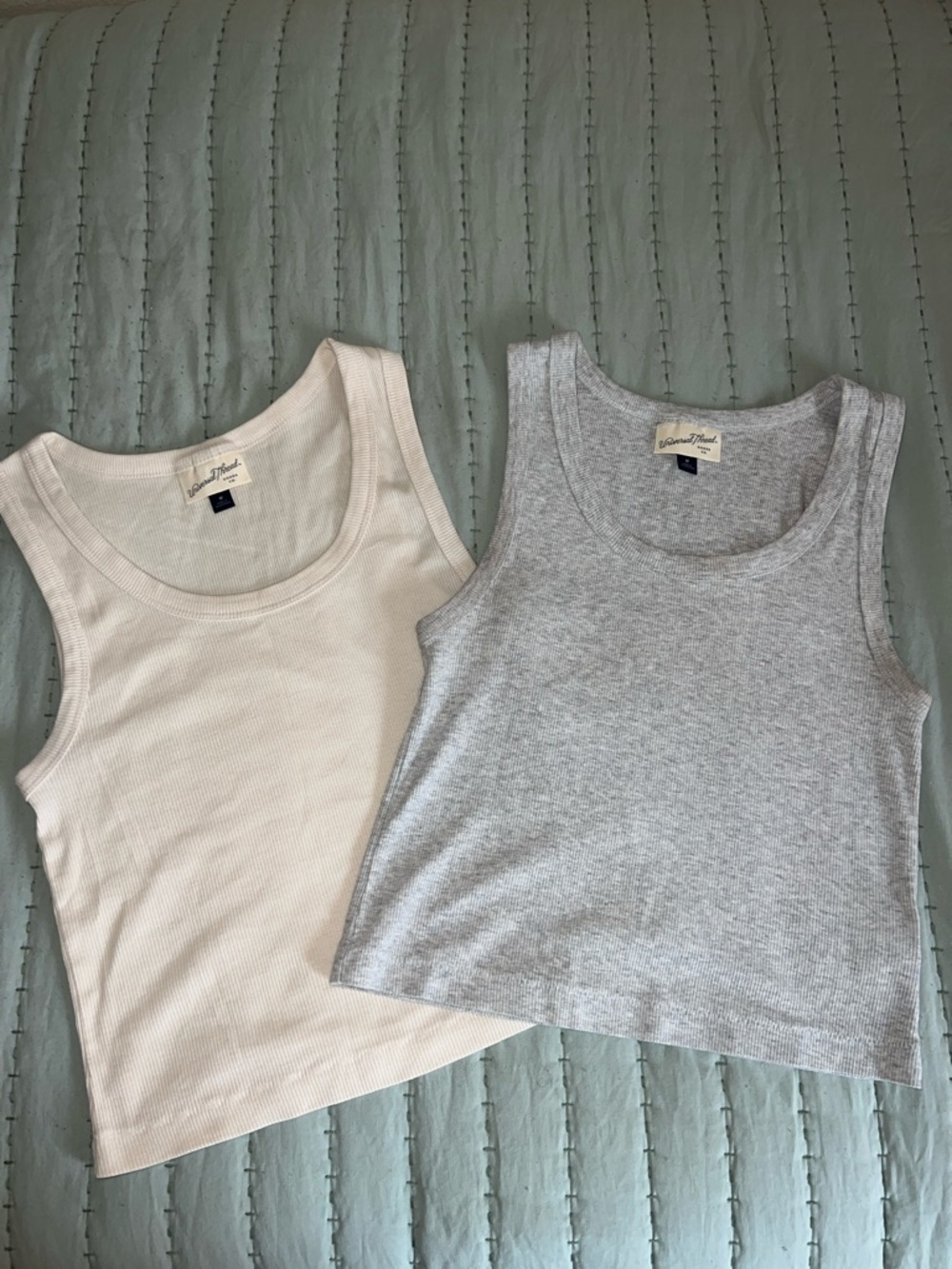 Two Tank Tops - Cream & Light Gray